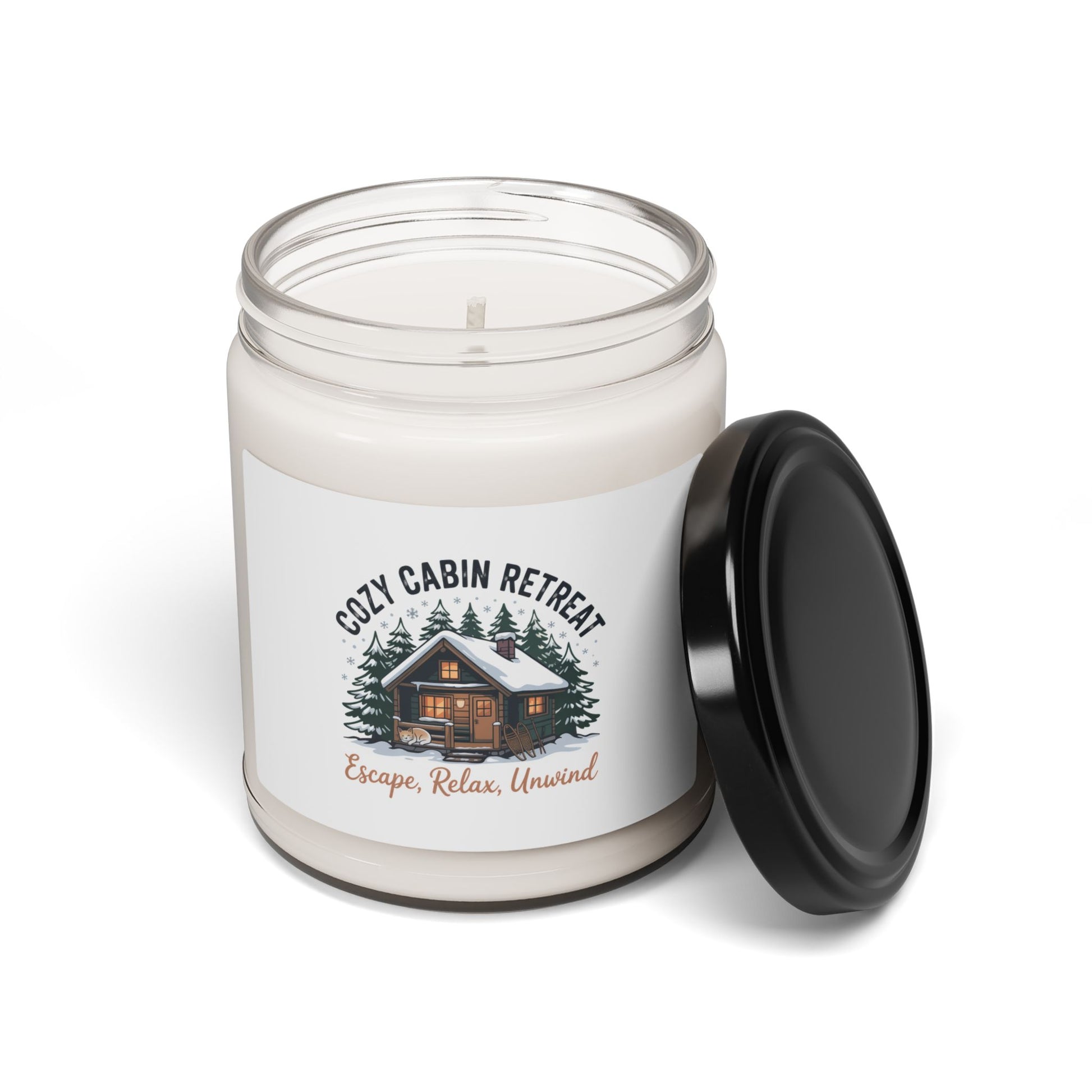 Cozy Cabin Retreat Candle, Soy Jar | Cabin Vibes, Pine Tree Lodge Printify