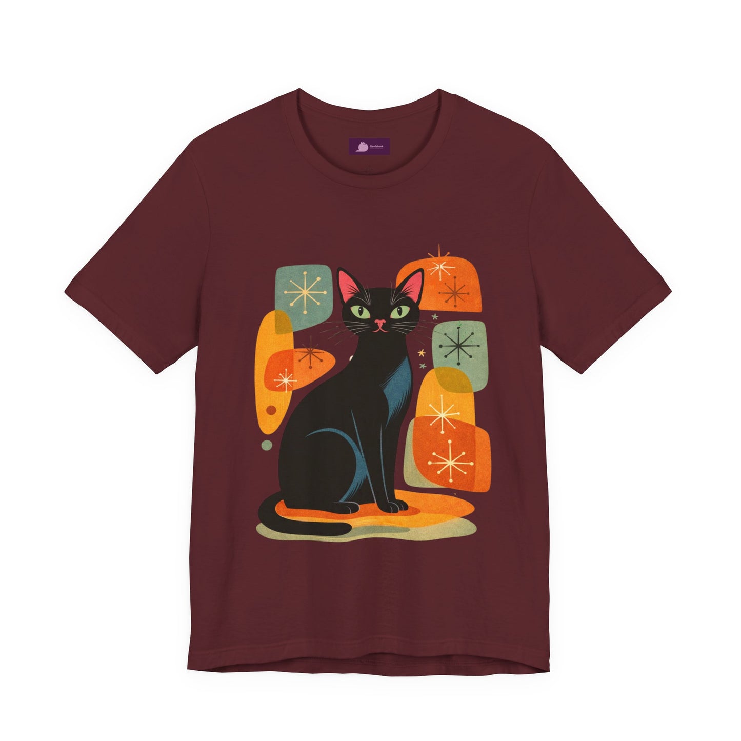 Retro Mid-Century Modern Black Cat T-Shirt