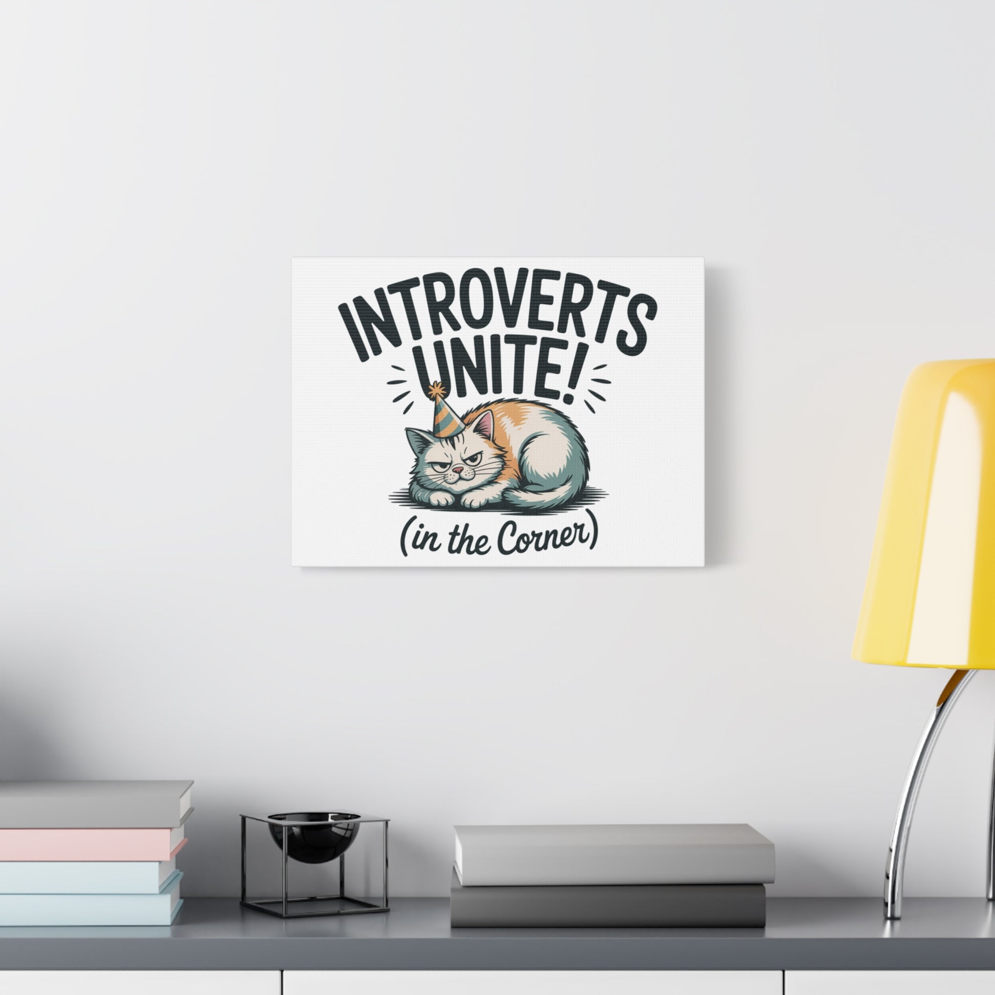 Introverts Unite (In the Corner) Matte Canvas | Funny Holiday Decor, Party Survival Humor Printify