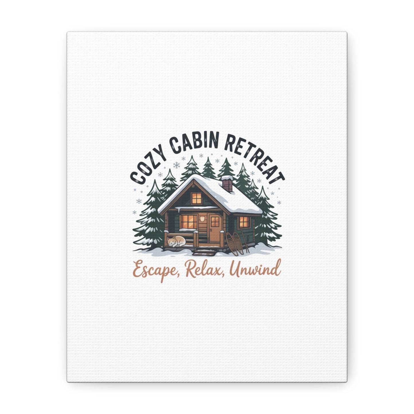 Cozy Cabin Retreat Log Cabin Art Print | Matte Canvas Stretched, 1.25" Printify