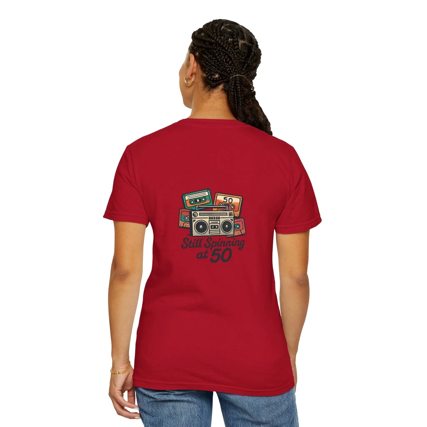 Crew T-Shirt - 'Still Spinning at 50' Retro Boombox Tee Printify