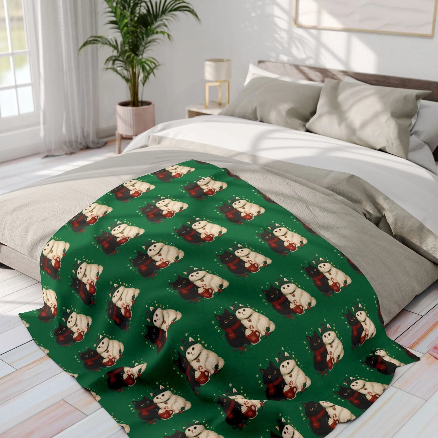 Christmas Polar Bear Fleece Blanket – Cute Holiday Arctic Pattern Printify