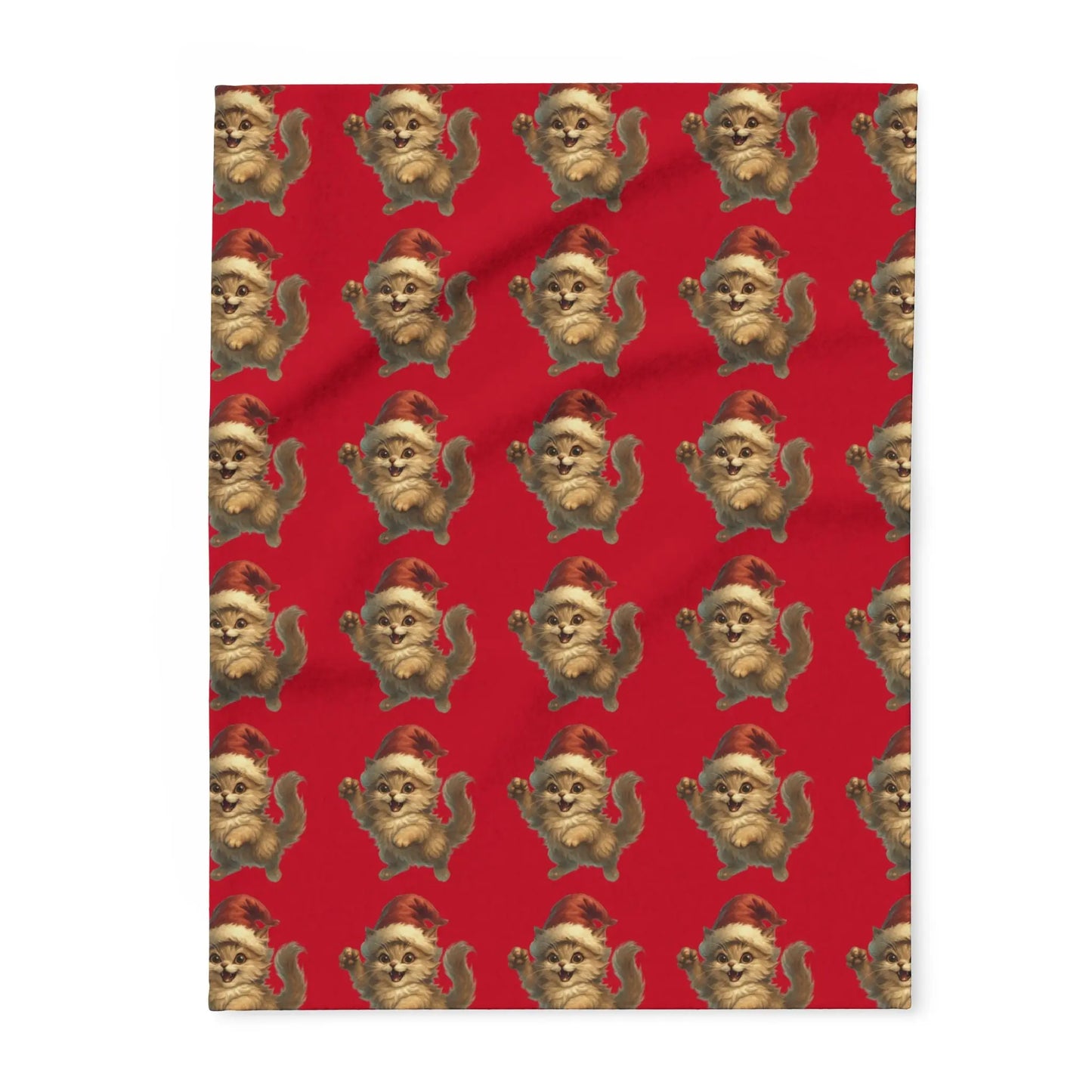 Santa Bear Pattern Fleece Blanket — Festive Red Holiday Throw Printify