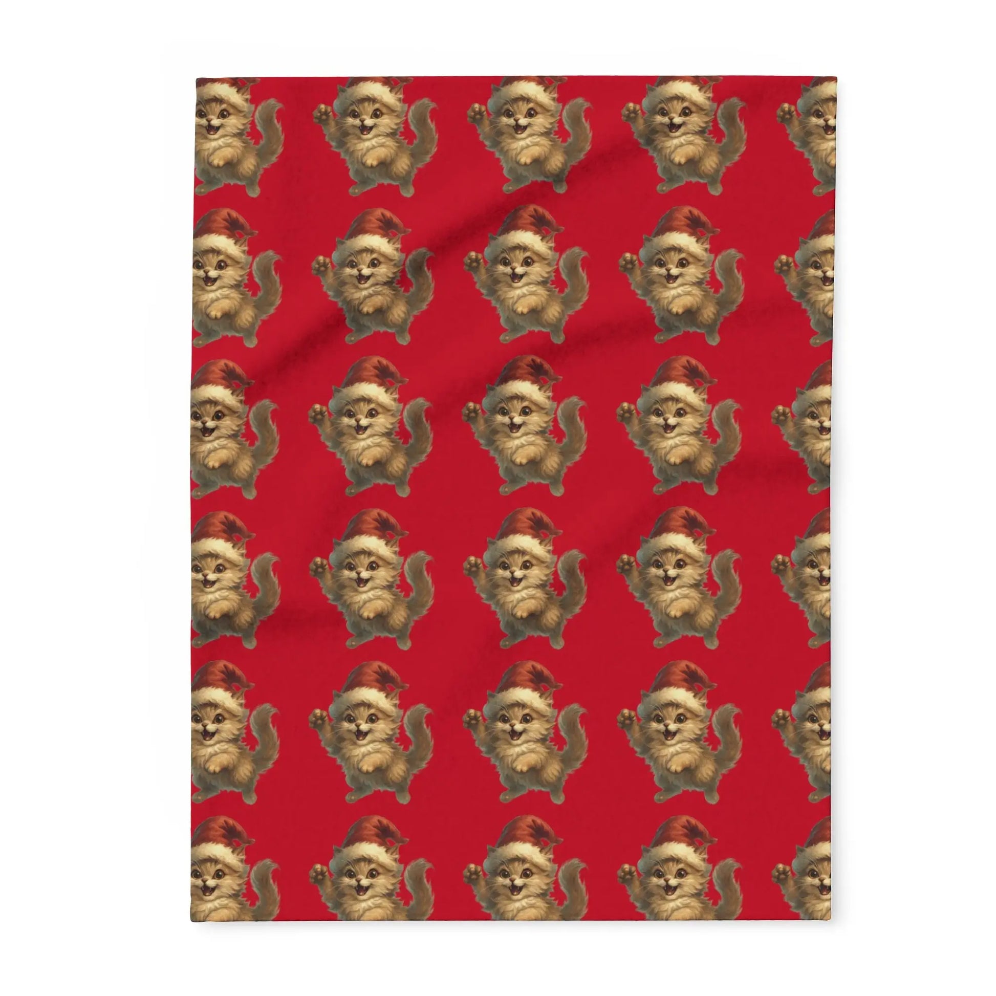 Santa Bear Pattern Fleece Blanket — Festive Red Holiday Throw Printify