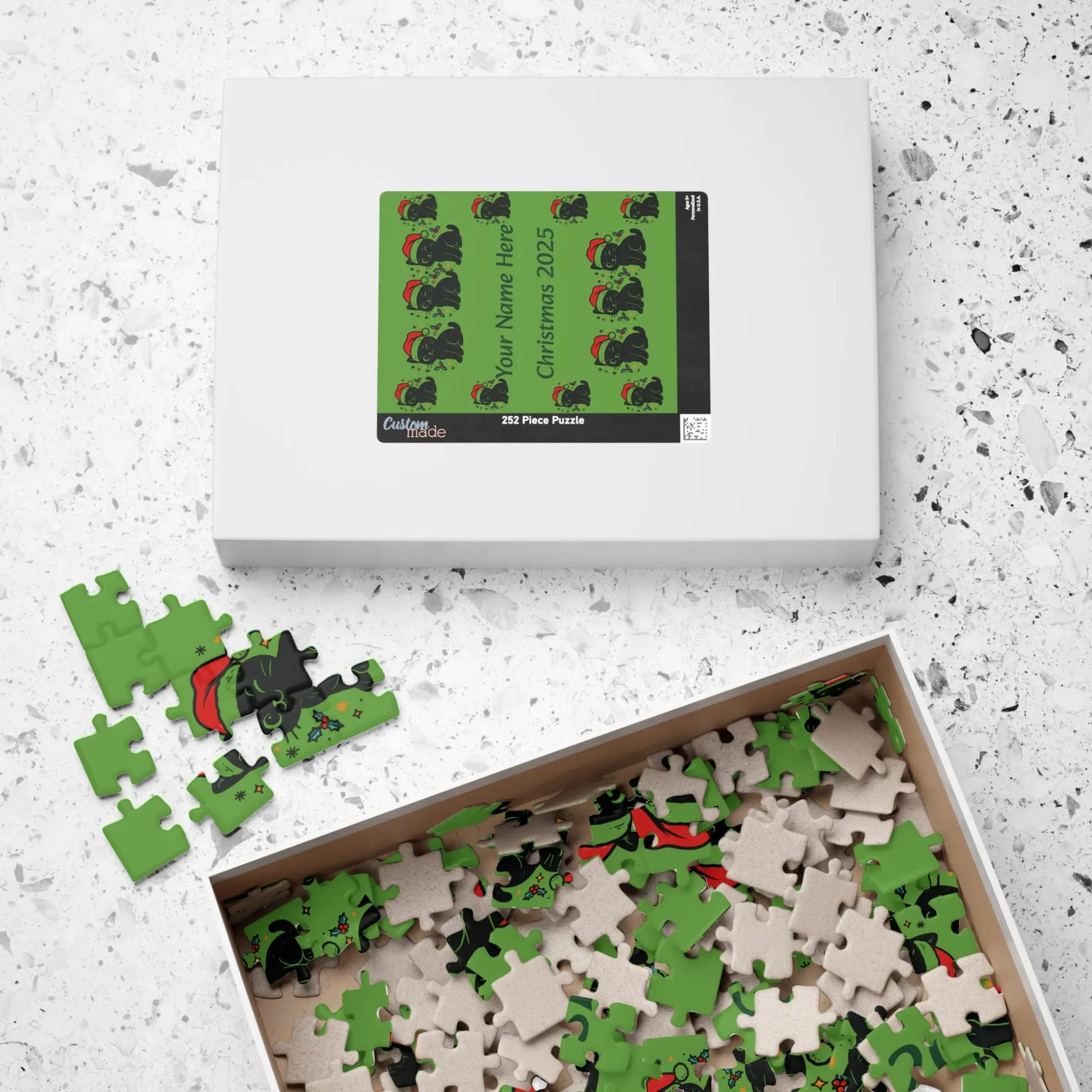 Personalized Christmas Puppy Puzzle Printify