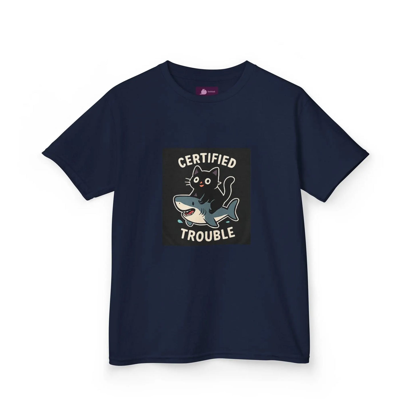 Kids Tee — "Certified Trouble" Shark Graphic Printify