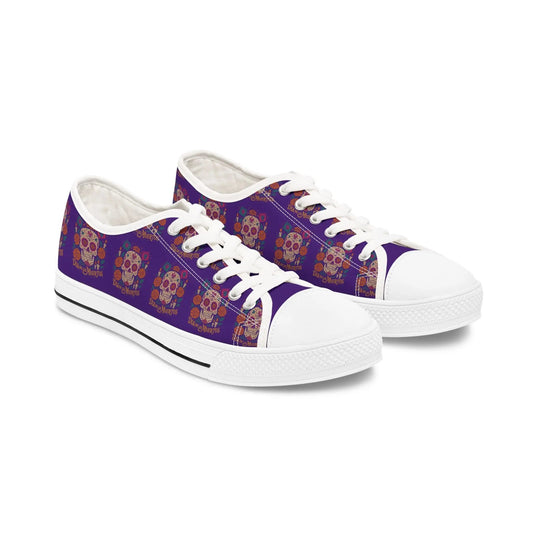 Colorful Skull Women's Low Top Sneakers | Boho Chic Style, Casual Footwear, Festival Fashion, Unique Gift Printify