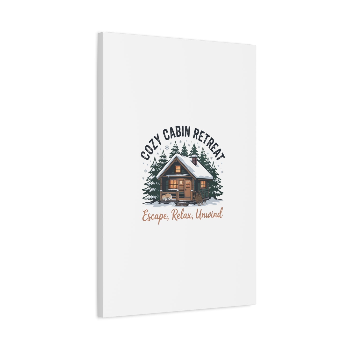 Cozy Cabin Retreat Log Cabin Art Print | Matte Canvas Stretched, 1.25" Printify