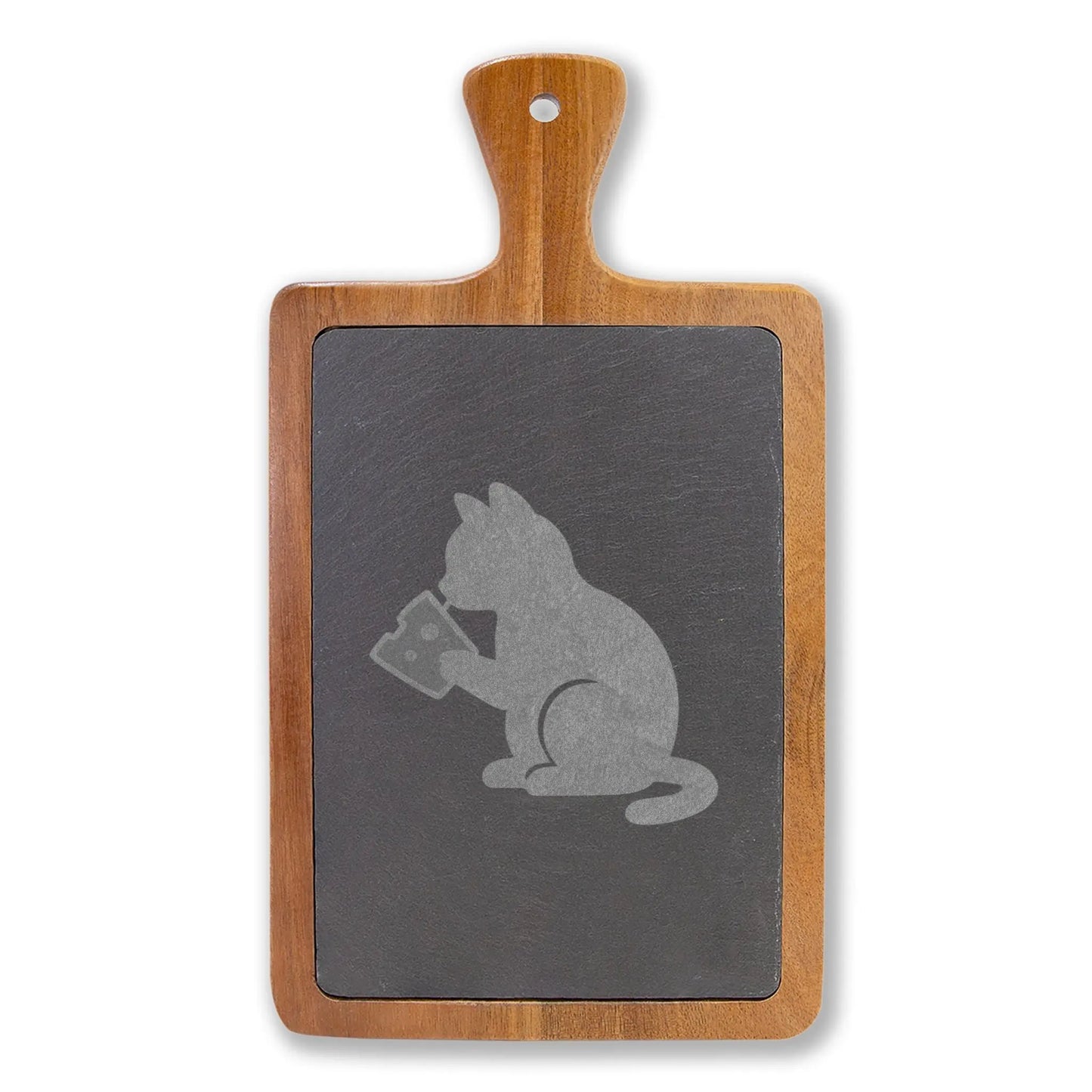 Engraved Cat Cheese Board — Bamboo Charcuterie Set with Slate Inlay Printify