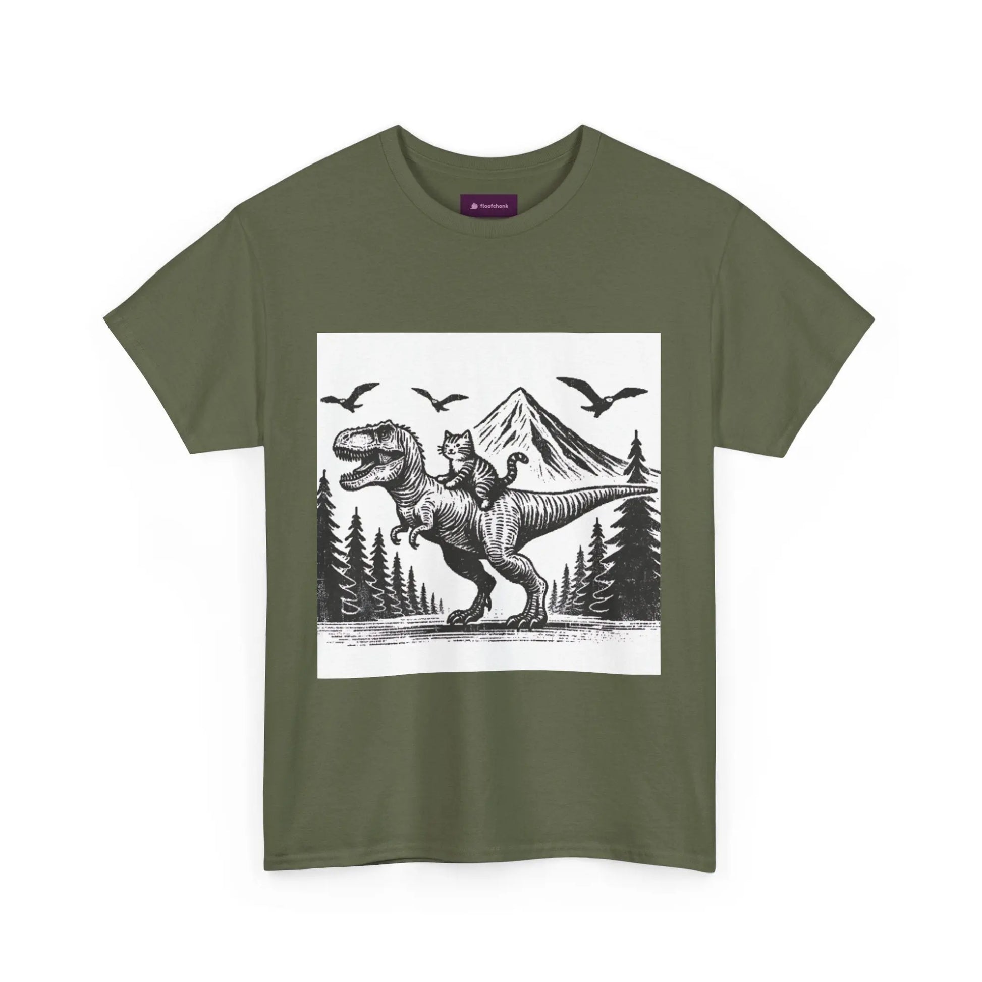 Dinosaur Cat Tee Printify
