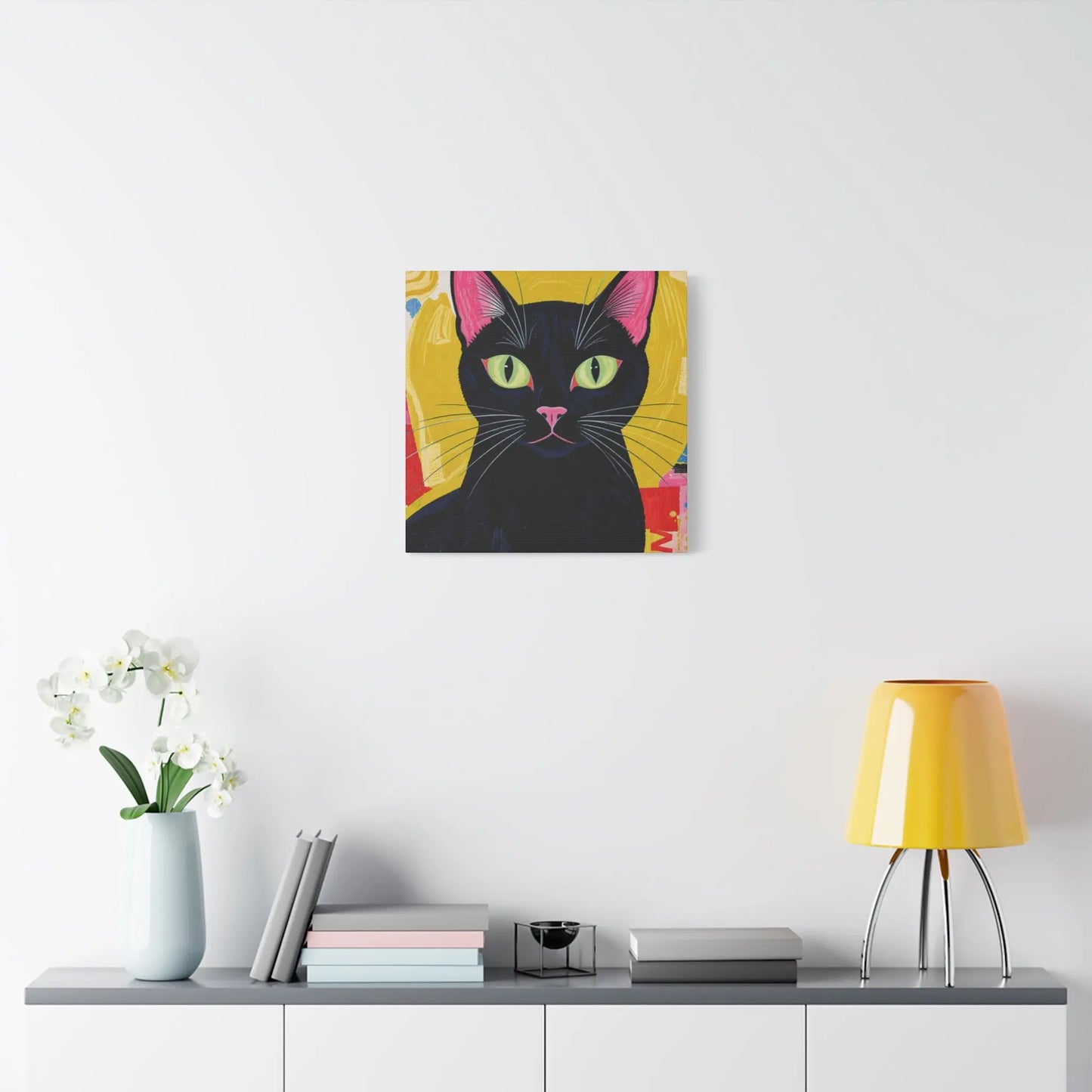 Black Cat Pop Art Matte Canvas Print — Stretched 1.25" Printify
