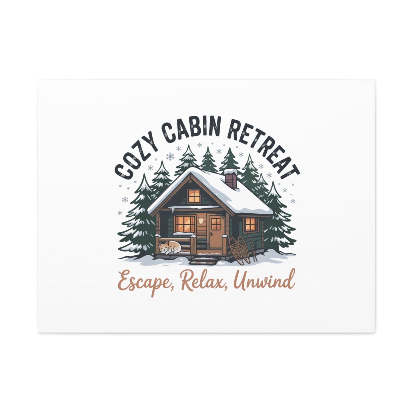 Cozy Cabin Retreat Log Cabin Art Print | Matte Canvas Stretched, 1.25" Printify