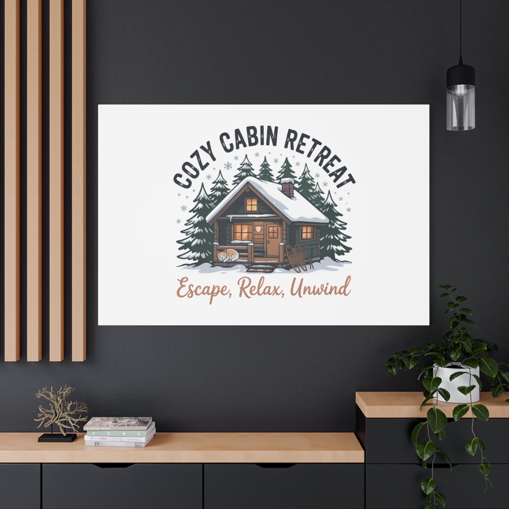 Cozy Cabin Retreat Log Cabin Art Print | Matte Canvas Stretched, 1.25" Printify