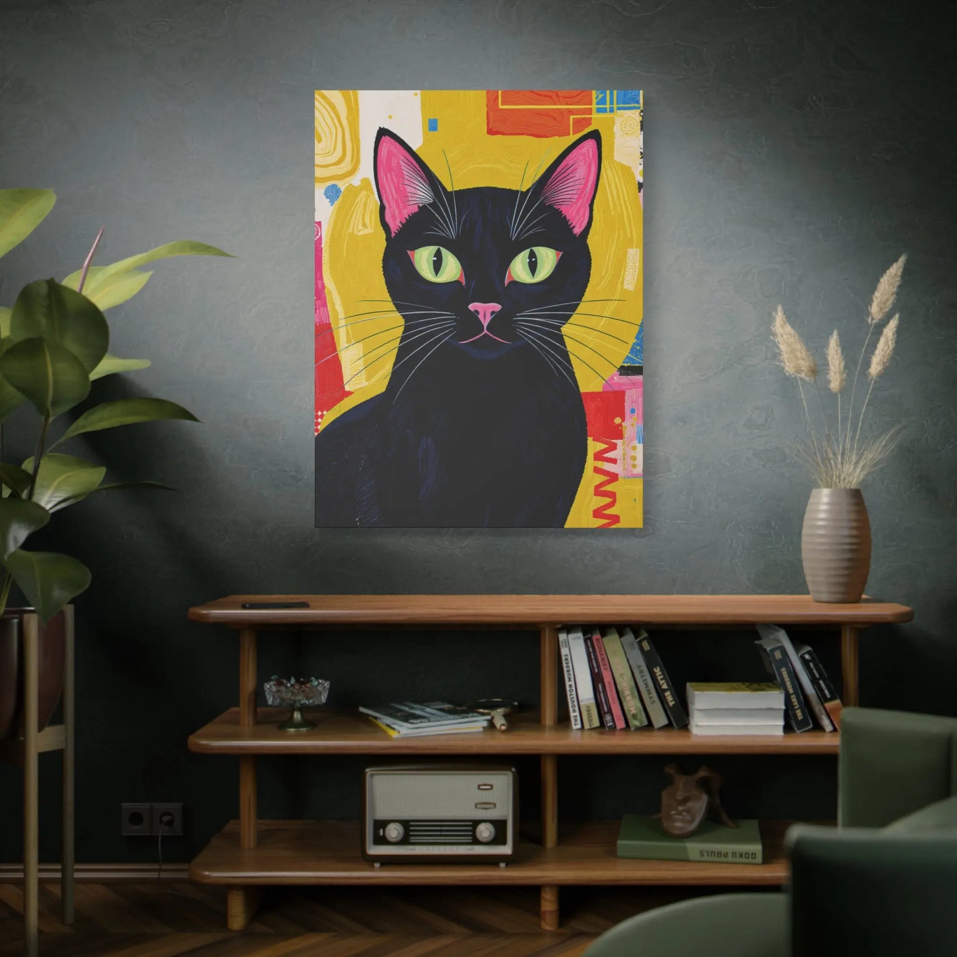 Black Cat Pop Art Matte Canvas Print — Stretched 1.25" Printify