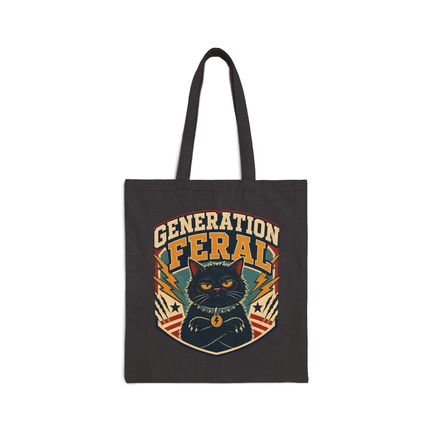 Tote Bag — "Generation Feral" Retro Cat Canvas Tote