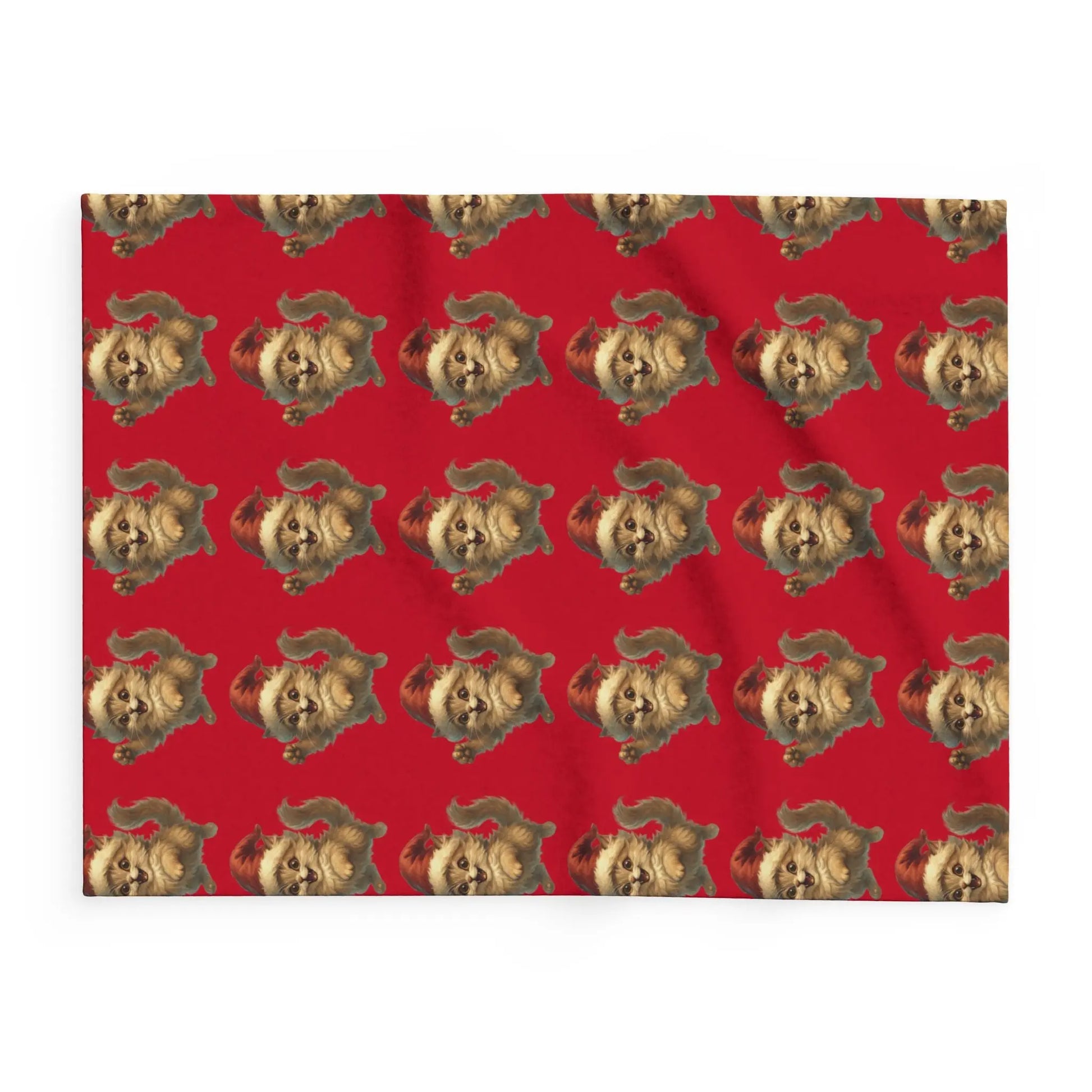 Santa Bear Pattern Fleece Blanket — Festive Red Holiday Throw Printify