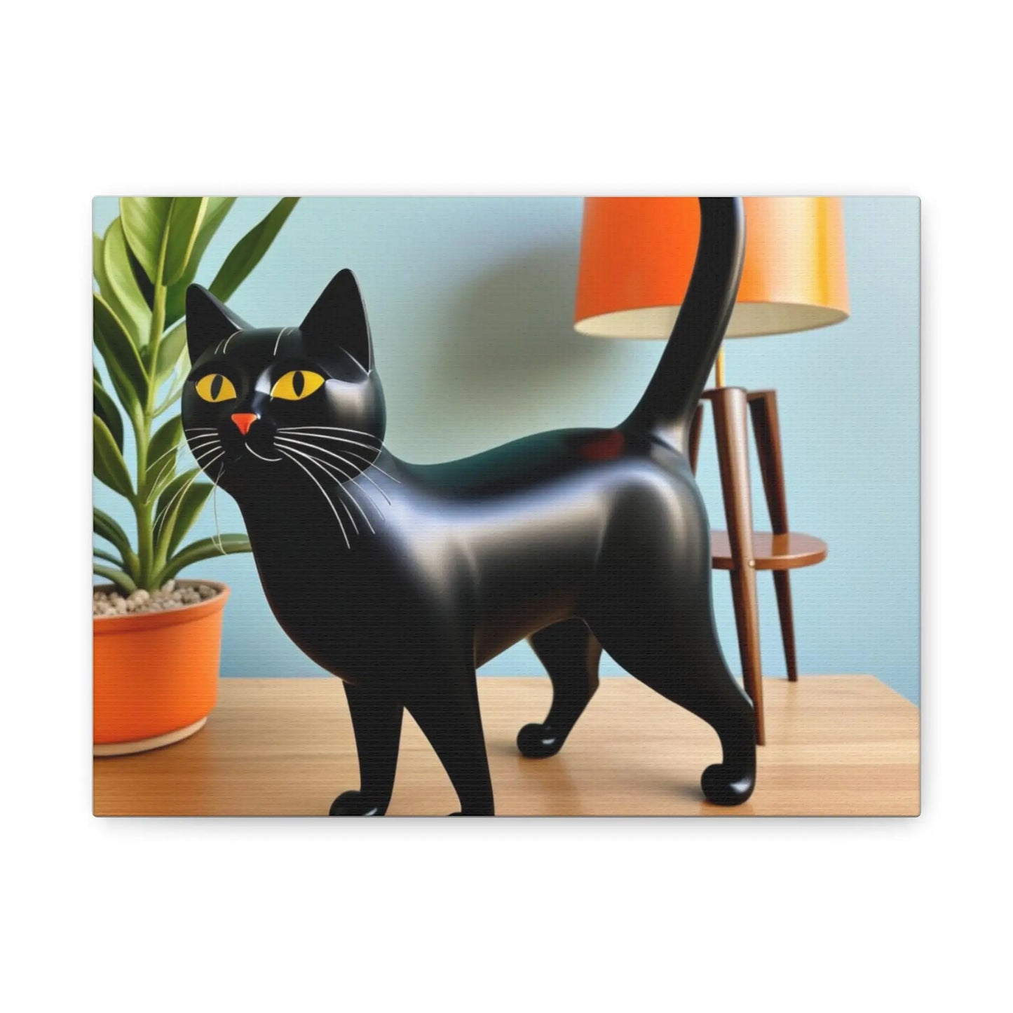 Black Cat Art Canvas Print — Retro Home Decor Wall Art Printify