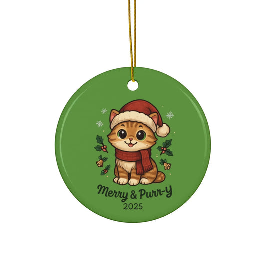 Merry & Purr-Y Ceramic Christmas Ornaments