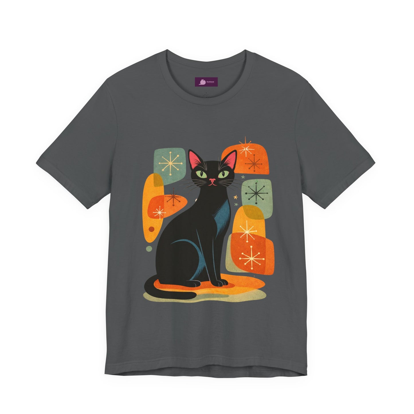 Retro Mid-Century Modern Black Cat T-Shirt