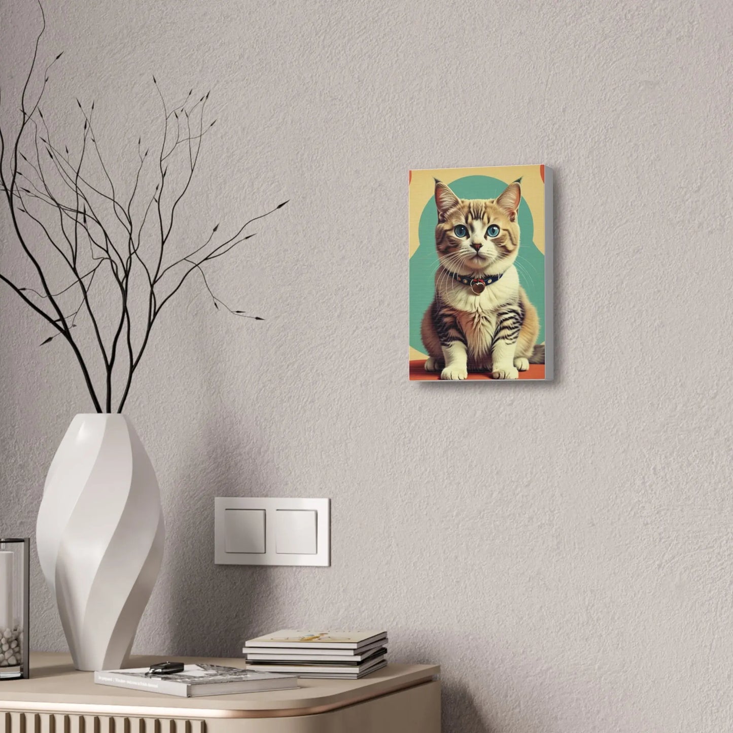 Blue-Eyed Tabby Cat Canvas Art – Stretched 1.5" Wall Décor Printify