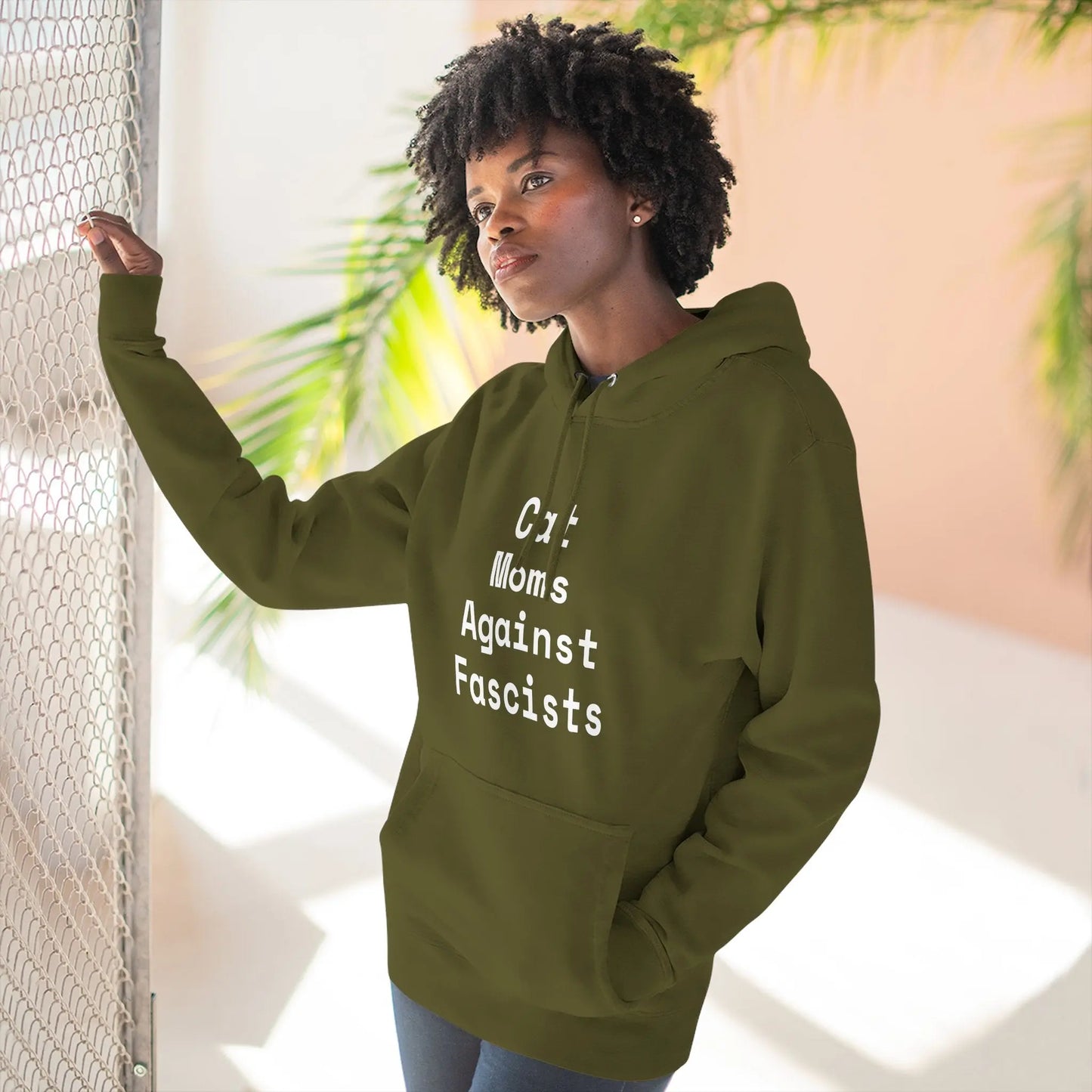 Cat Moms Against Fascists Hoodie Printify