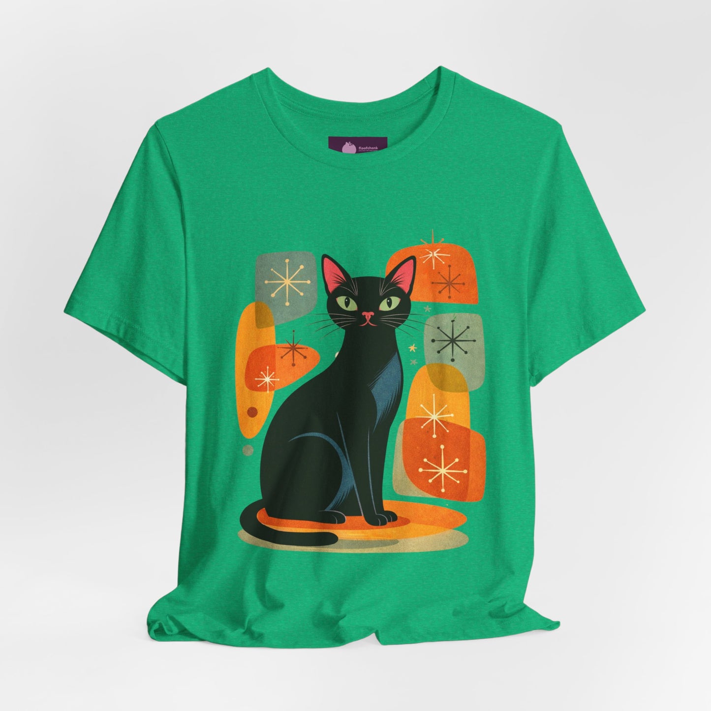 Retro Mid-Century Modern Black Cat T-Shirt