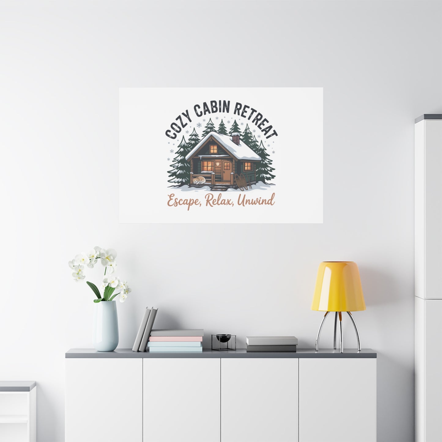 Cozy Cabin Retreat Log Cabin Art Print | Matte Canvas Stretched, 1.25" Printify