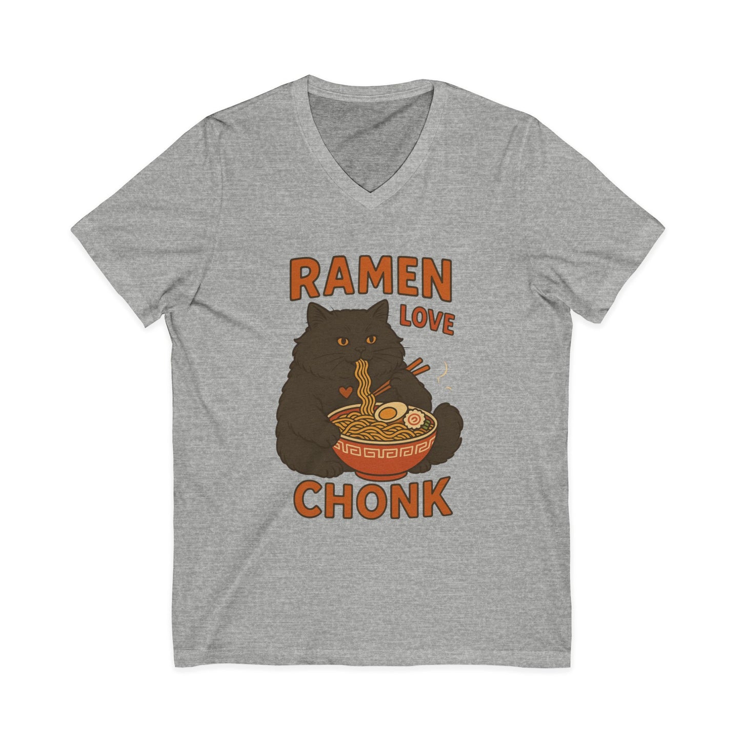 Ramen Love Chonk Cat V-Neck Tee