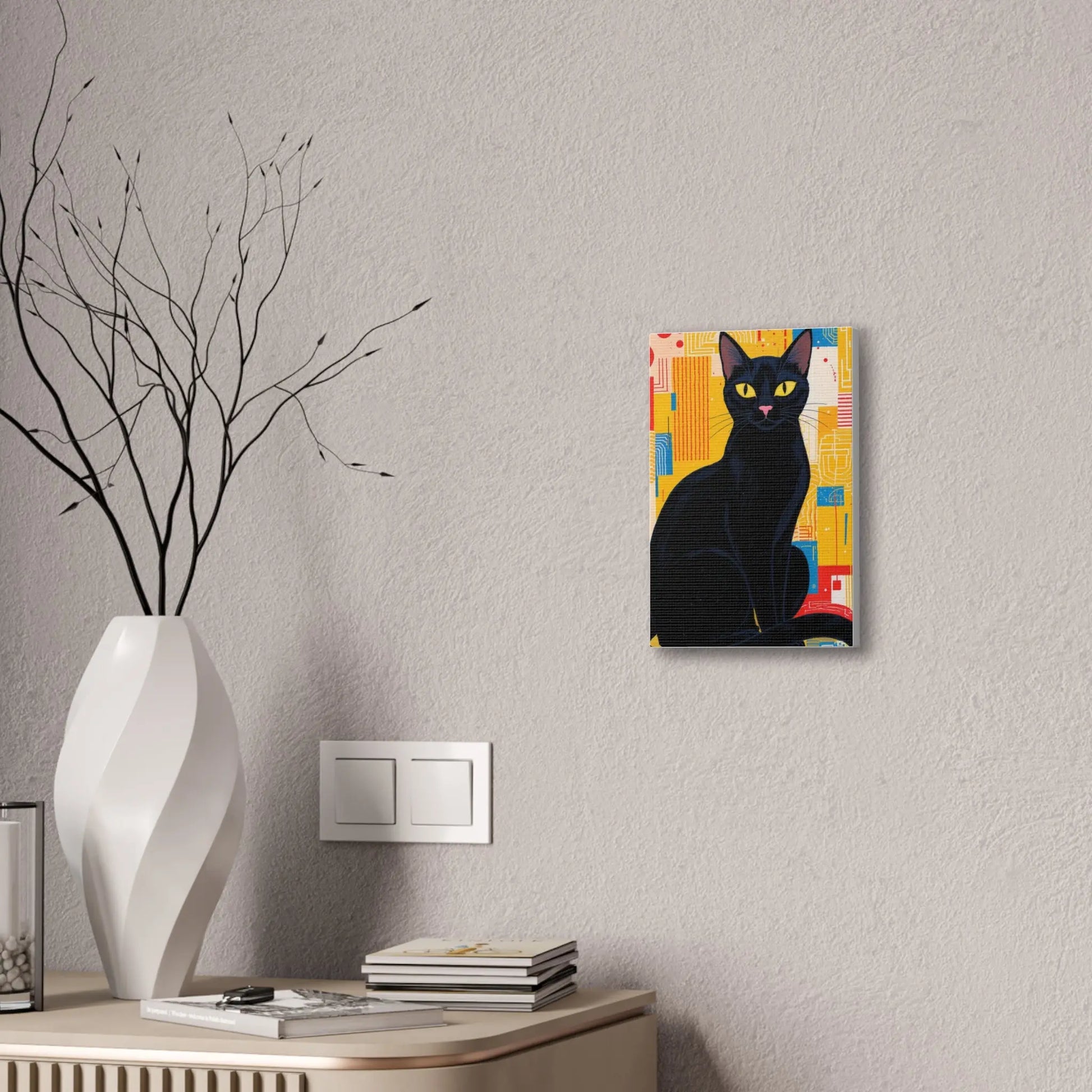 Black Cat Pop Art Canvas Print — Stretched Wall Art for Cat Lovers Printify