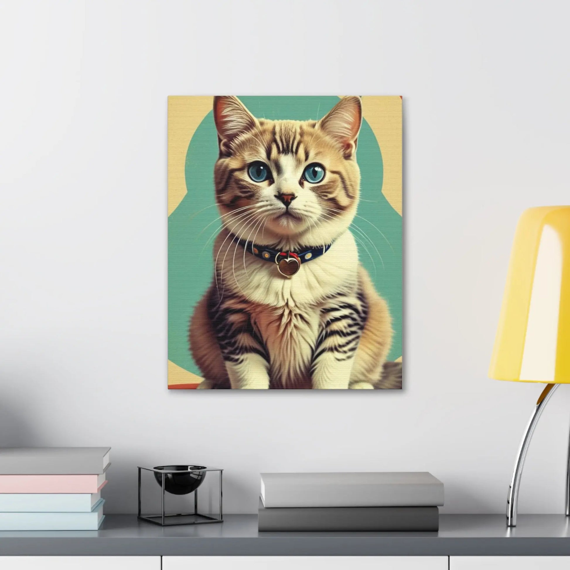 Blue-Eyed Tabby Cat Canvas Art – Stretched 1.5" Wall Décor Printify