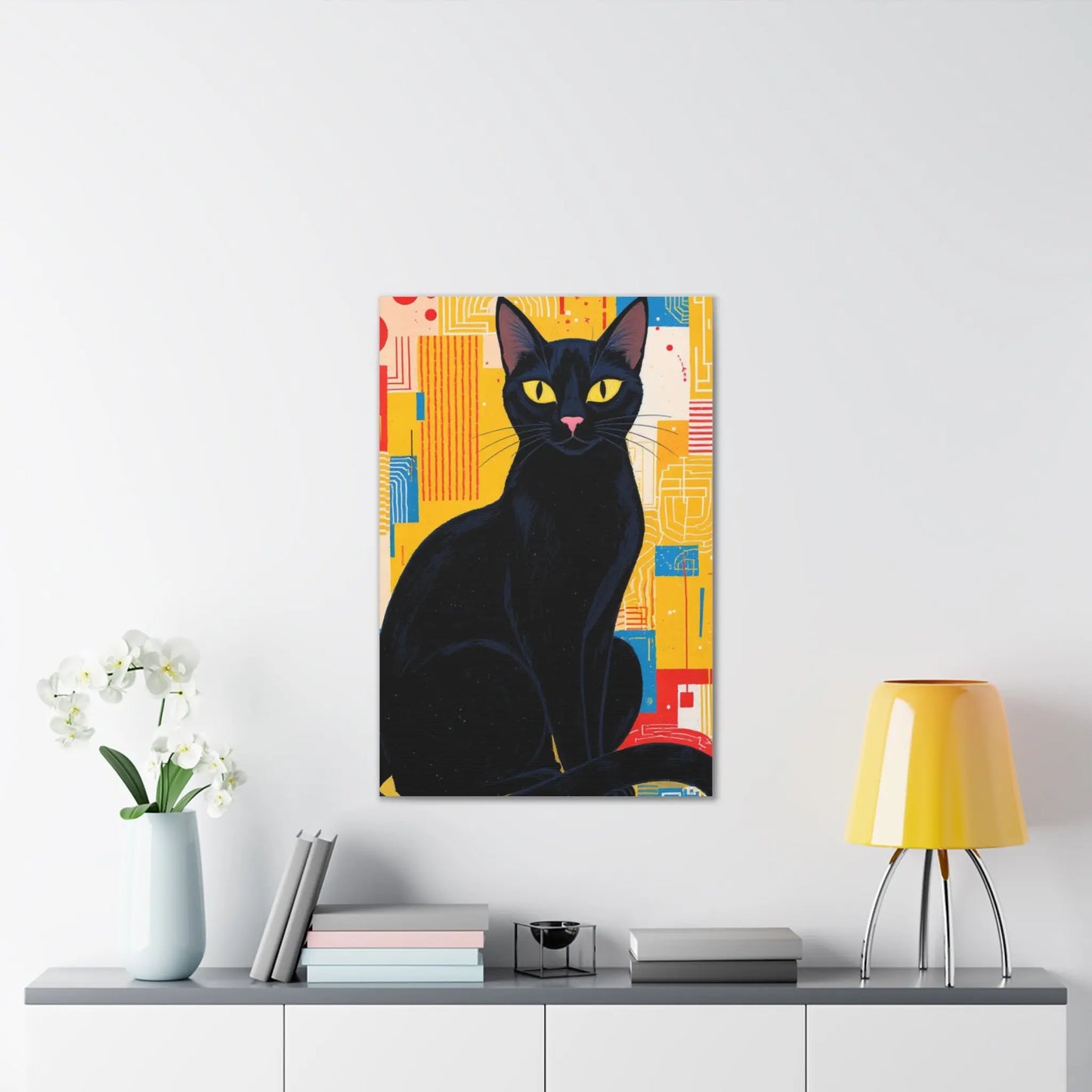 Black Cat Pop Art Canvas Print — Stretched Wall Art for Cat Lovers Printify