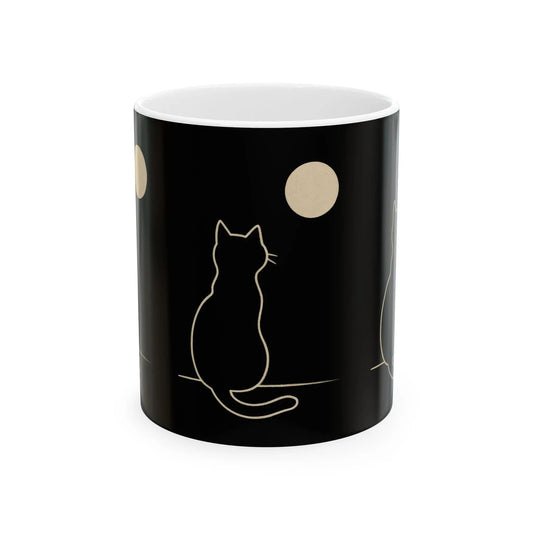 Cat Silhouette Mug, Cozy Cat Lover Gift, Cute Gift for Pet Owners, Moonlit Night Mug, Perfect for Coffee or Tea Lovers, Ceramic Mug, Cat Printify