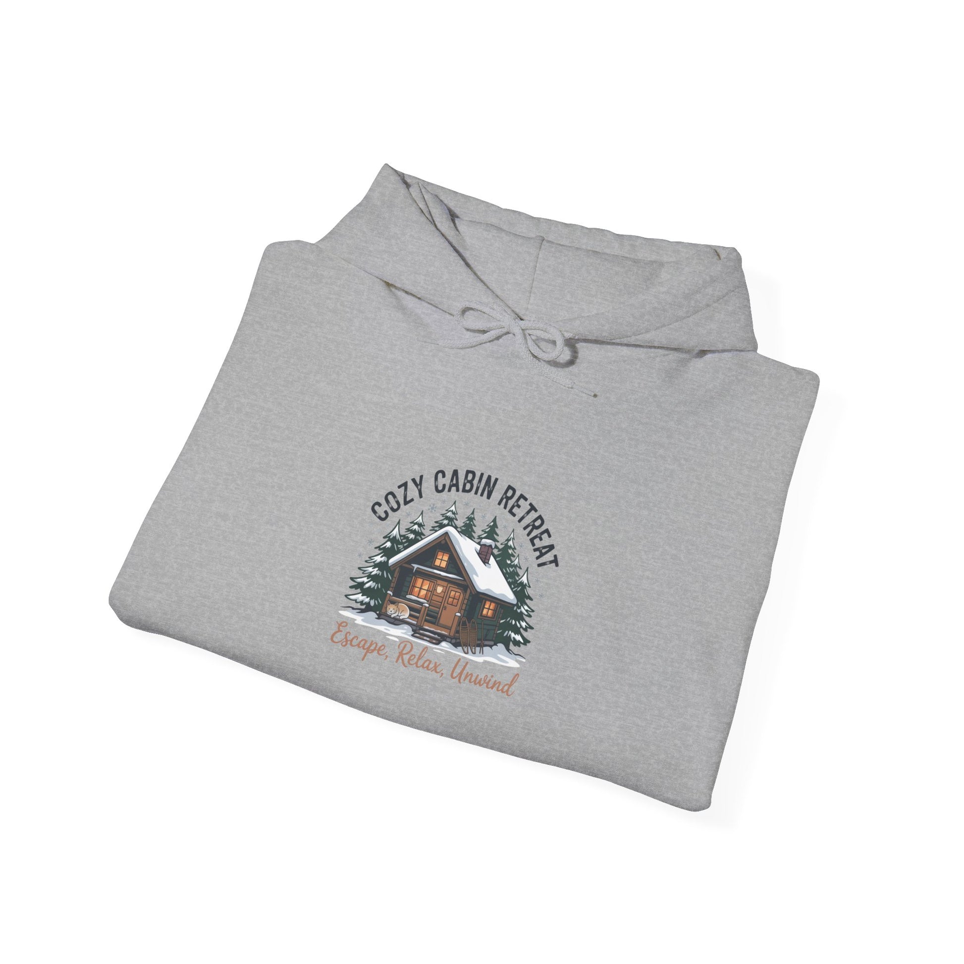 Cozy Cabin Retreat hoodie | mountain silhouette design, pine tree sweatshirt Printify