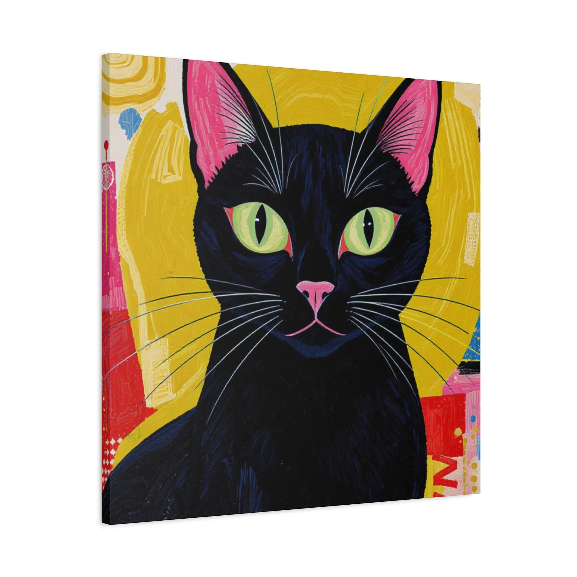 Black Cat Pop Art Matte Canvas Print — Stretched 1.25" Printify