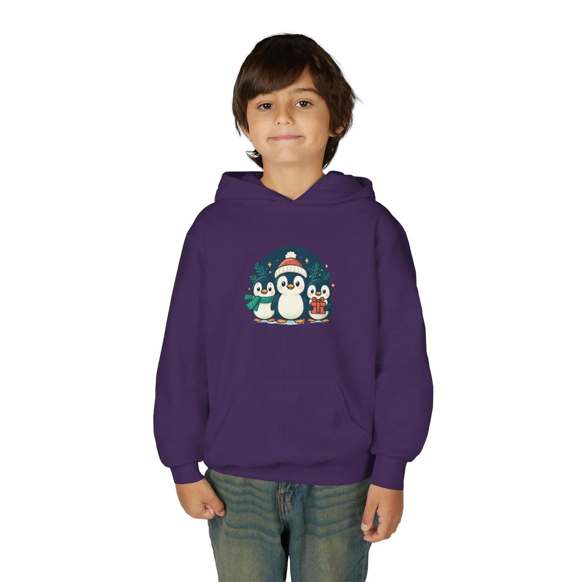 Kids Penguin Family Hoodie — Cute Holiday Winter Graphic Sweatshirt Printify