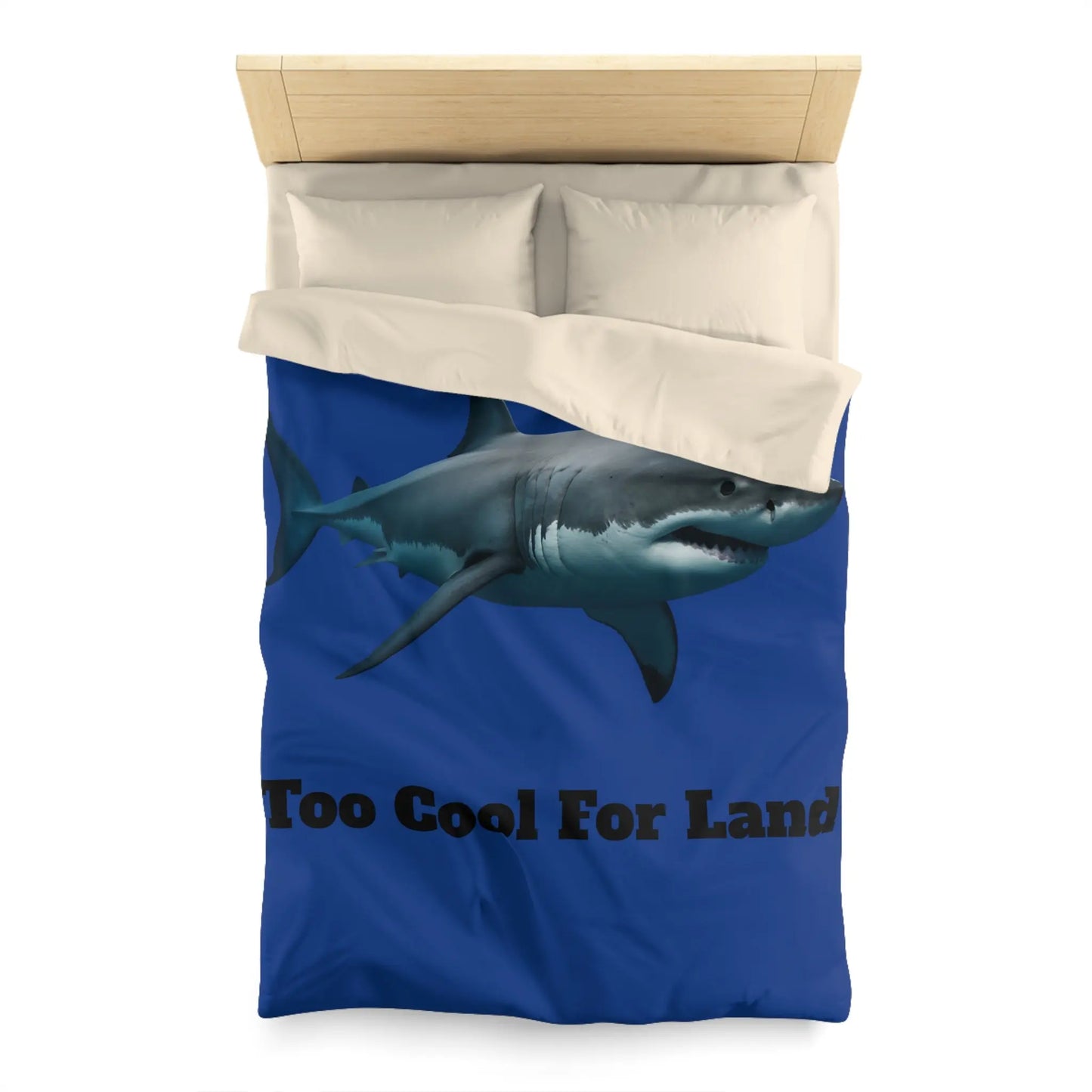 Duvet Cover - 'Too Cool For Land' Great White Shark Bedding Printify