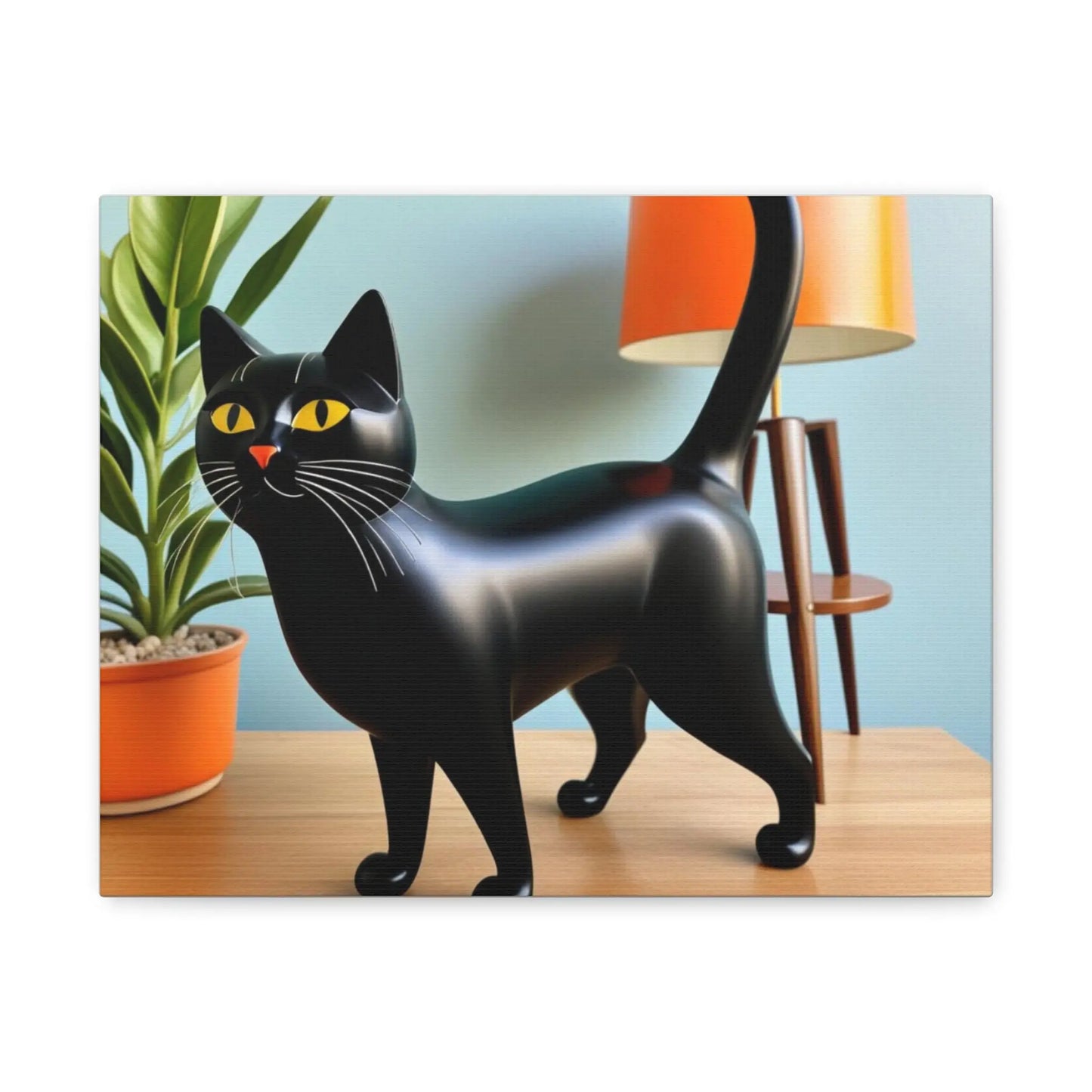 Black Cat Art Canvas Print — Retro Home Decor Wall Art Printify