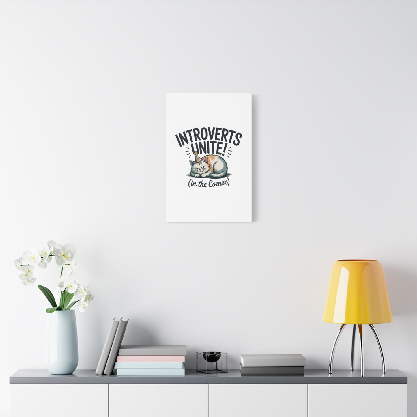 Introverts Unite (In the Corner) Matte Canvas | Funny Holiday Decor, Party Survival Humor Printify