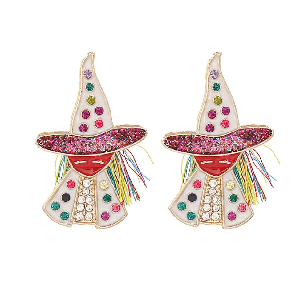 Witch Rhinestone Alloy Earrings - FloofChonk