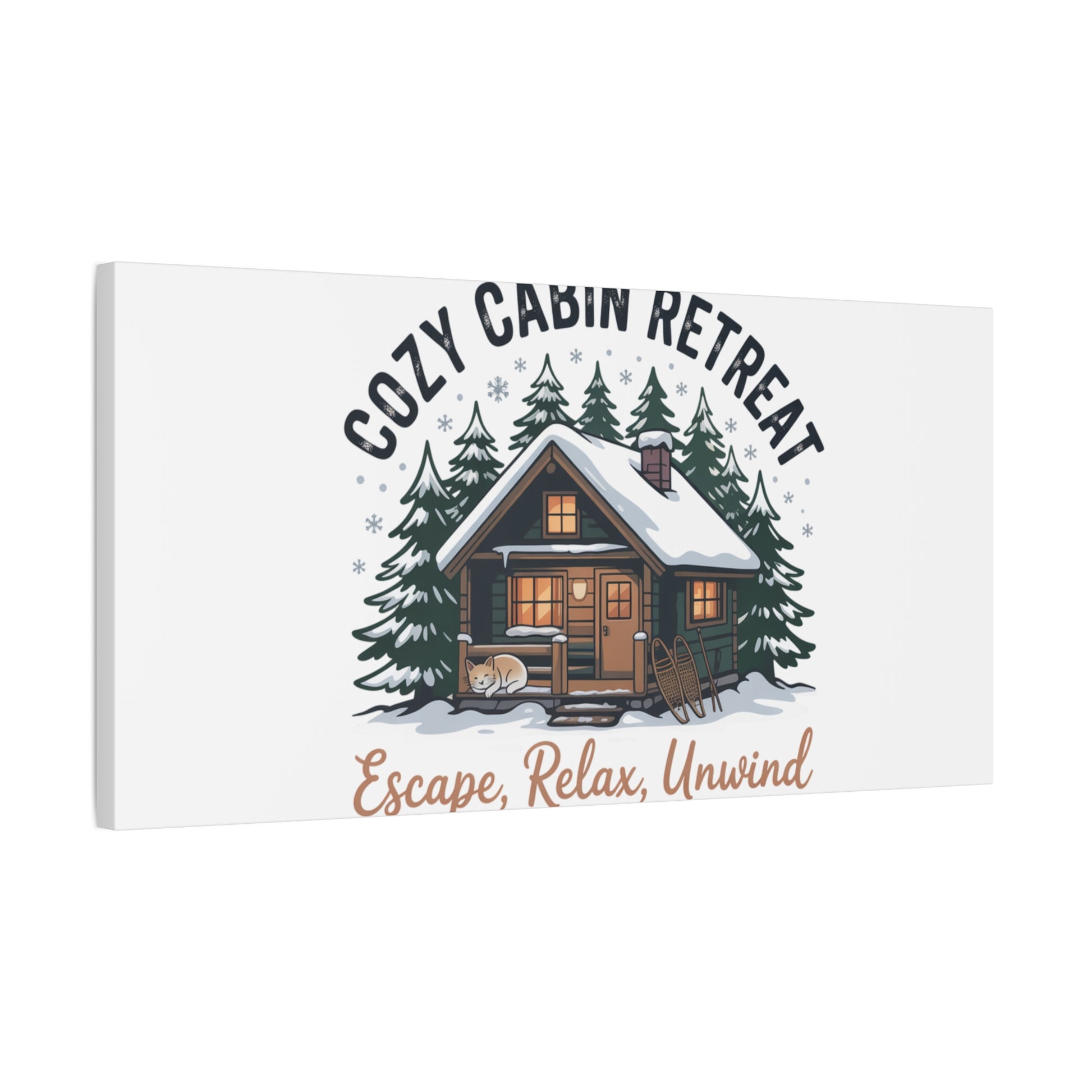 Cozy Cabin Retreat Log Cabin Art Print | Matte Canvas Stretched, 1.25" Printify