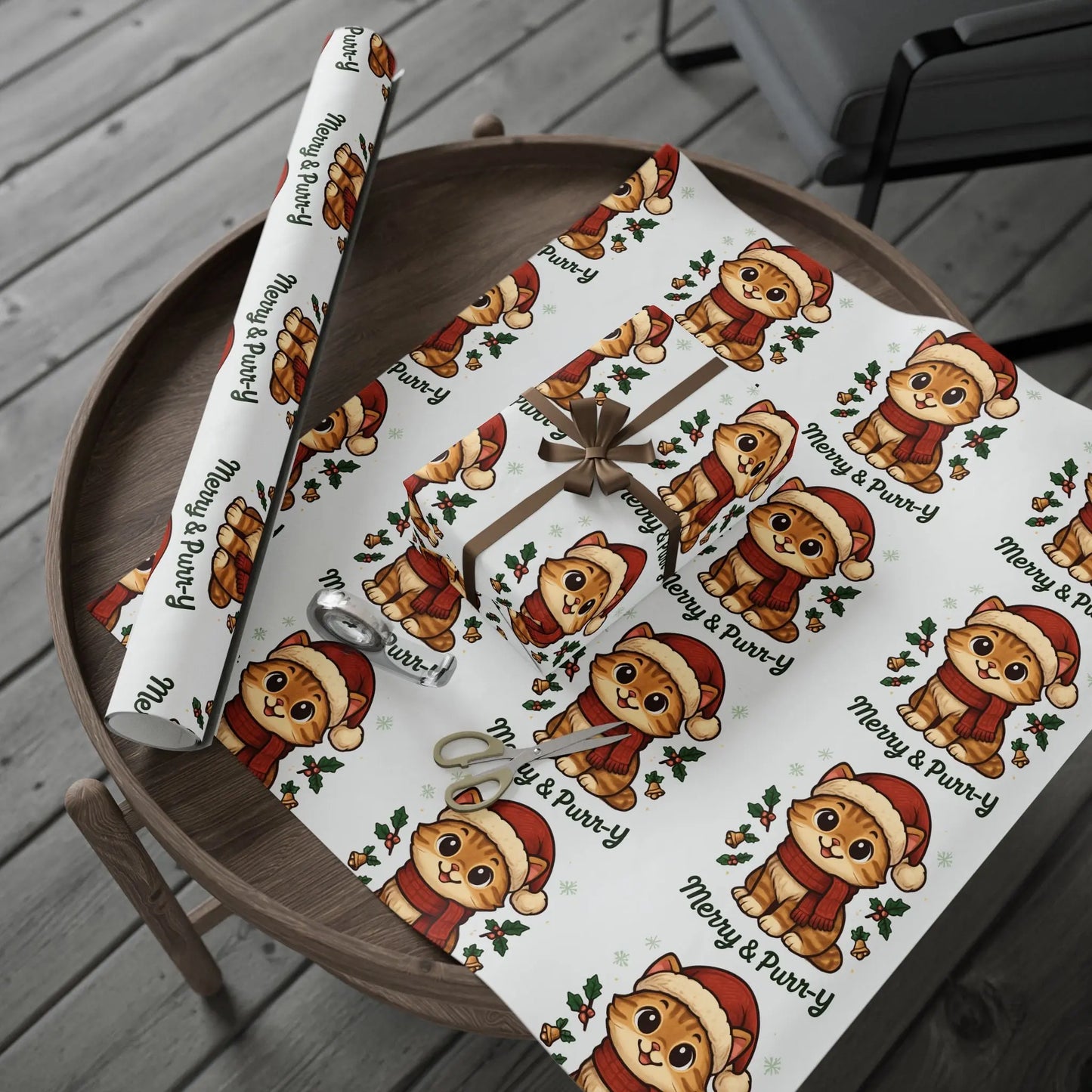 Wrapping Paper Roll - Festive Animal Printify