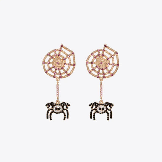 Spider Rhinestone Alloy Earrings - FloofChonk
