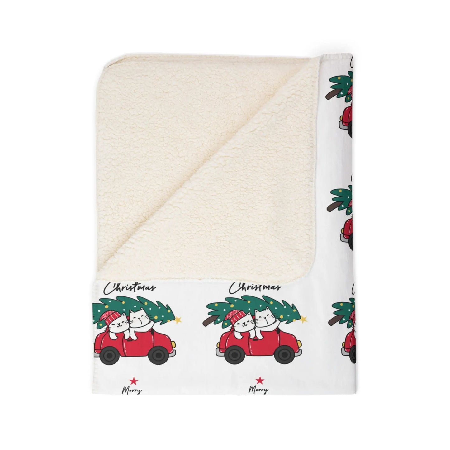 Christmas Red Truck Fleece Sherpa Blanket Printify