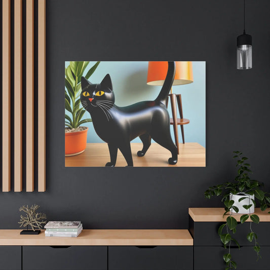 Black Cat Art Canvas Print — Retro Home Decor Wall Art Printify