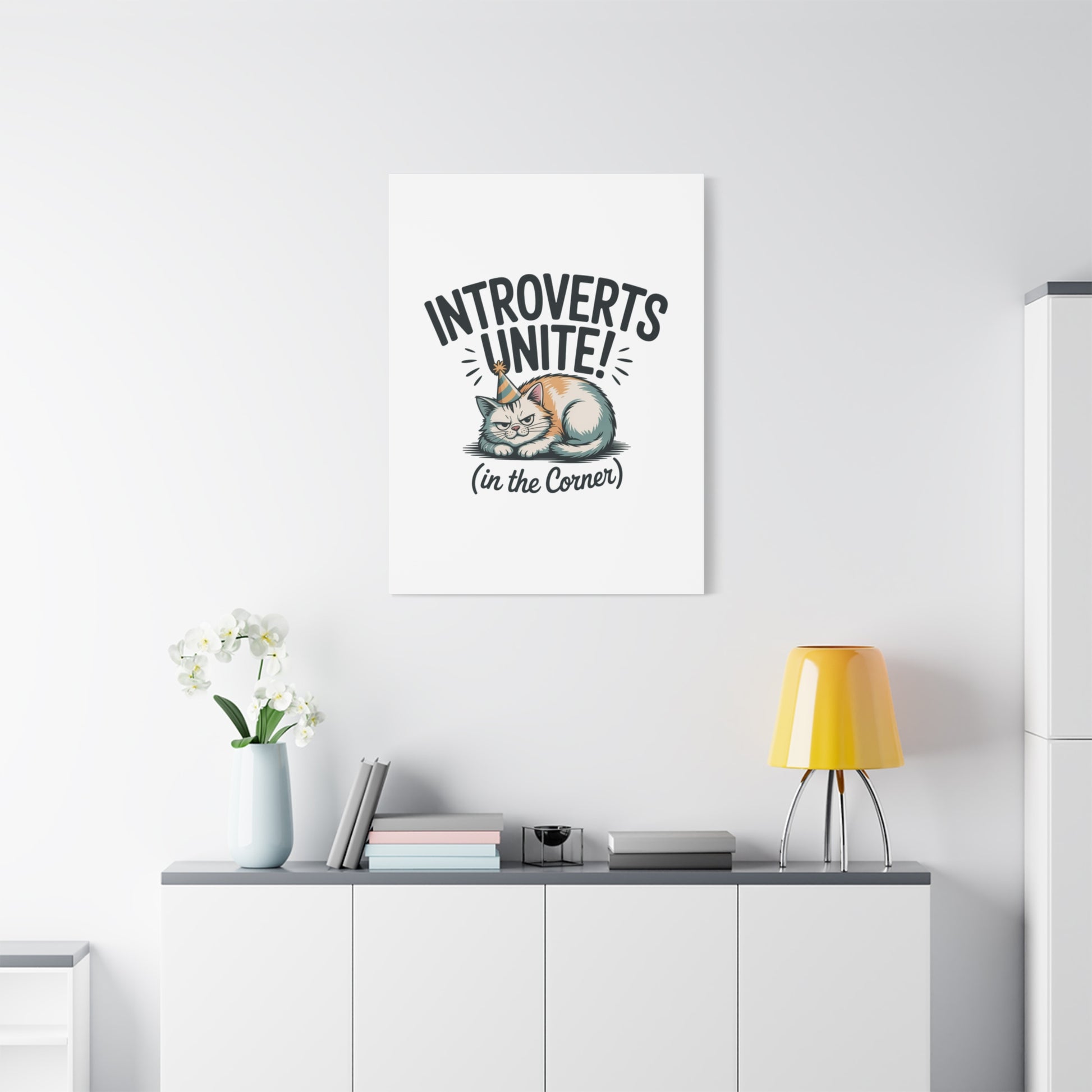 Introverts Unite (In the Corner) Matte Canvas | Funny Holiday Decor, Party Survival Humor Printify