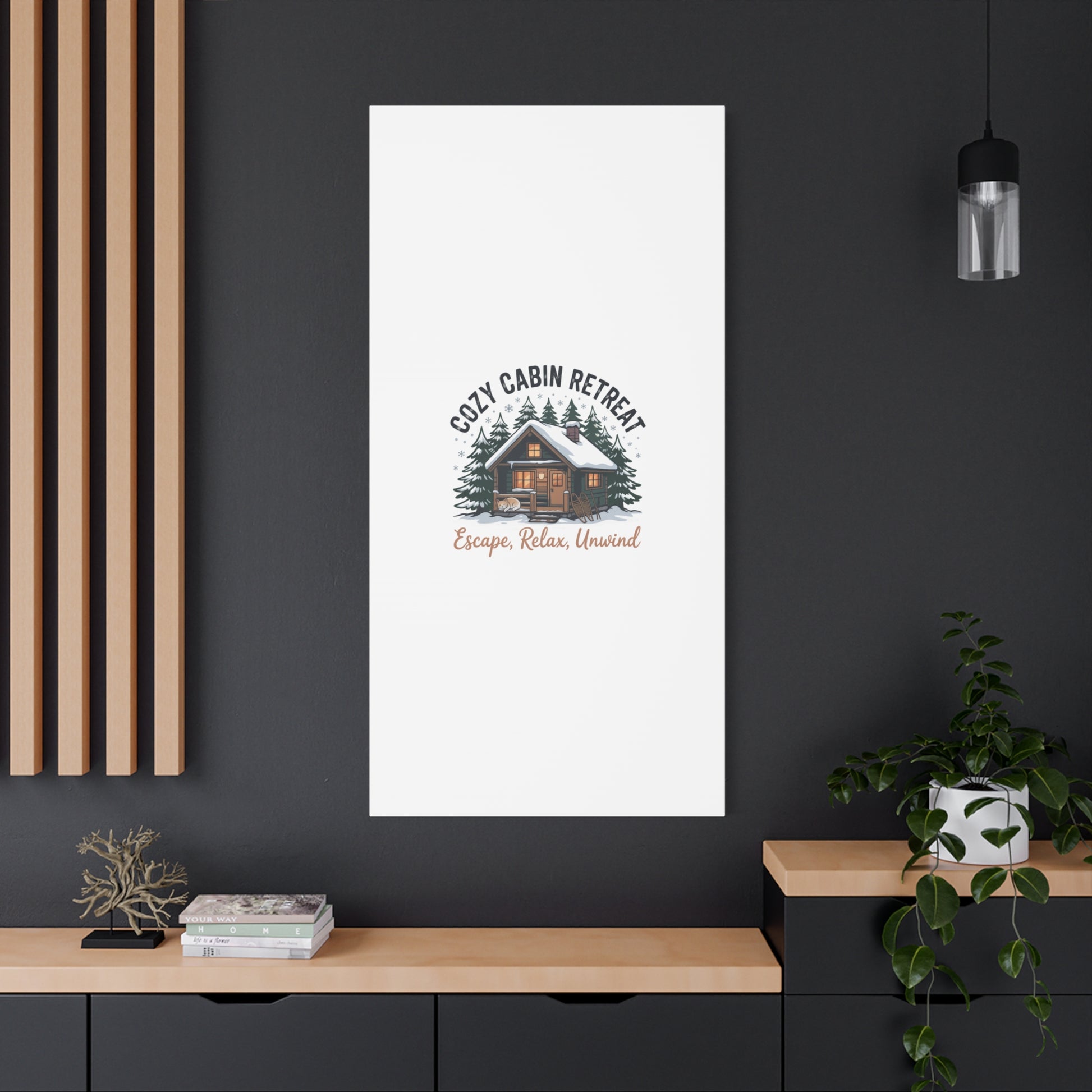 Cozy Cabin Retreat Log Cabin Art Print | Matte Canvas Stretched, 1.25" Printify