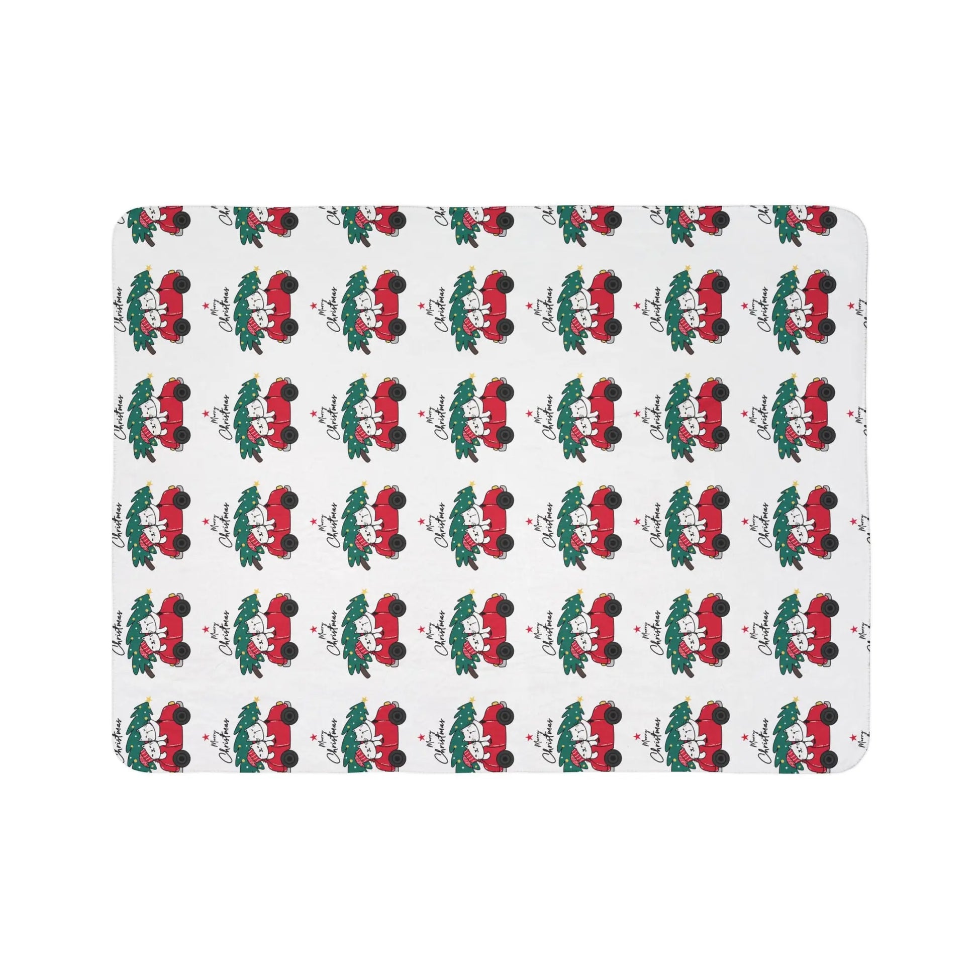 Christmas Red Truck Fleece Sherpa Blanket Printify