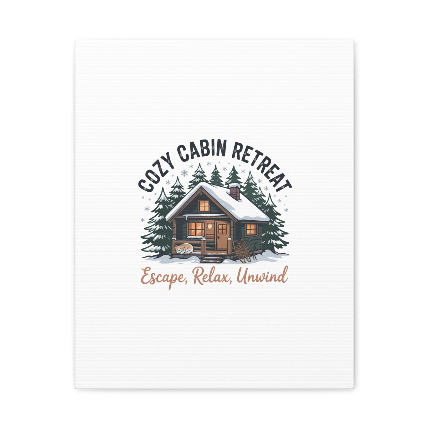 Cozy Cabin Retreat Log Cabin Art Print | Matte Canvas Stretched, 1.25" Printify