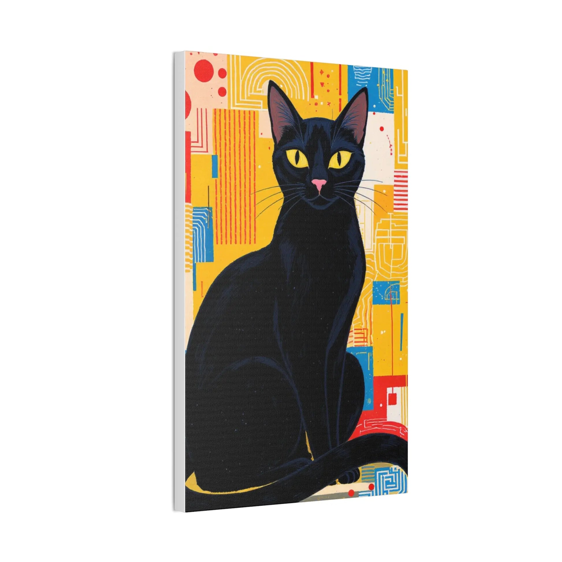 Black Cat Pop Art Canvas Print — Stretched Wall Art for Cat Lovers Printify