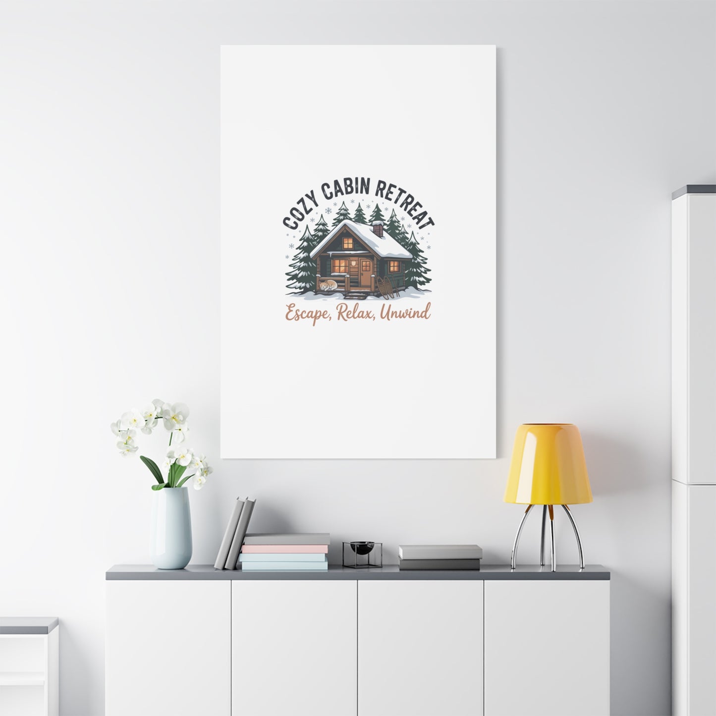Cozy Cabin Retreat Log Cabin Art Print | Matte Canvas Stretched, 1.25" Printify